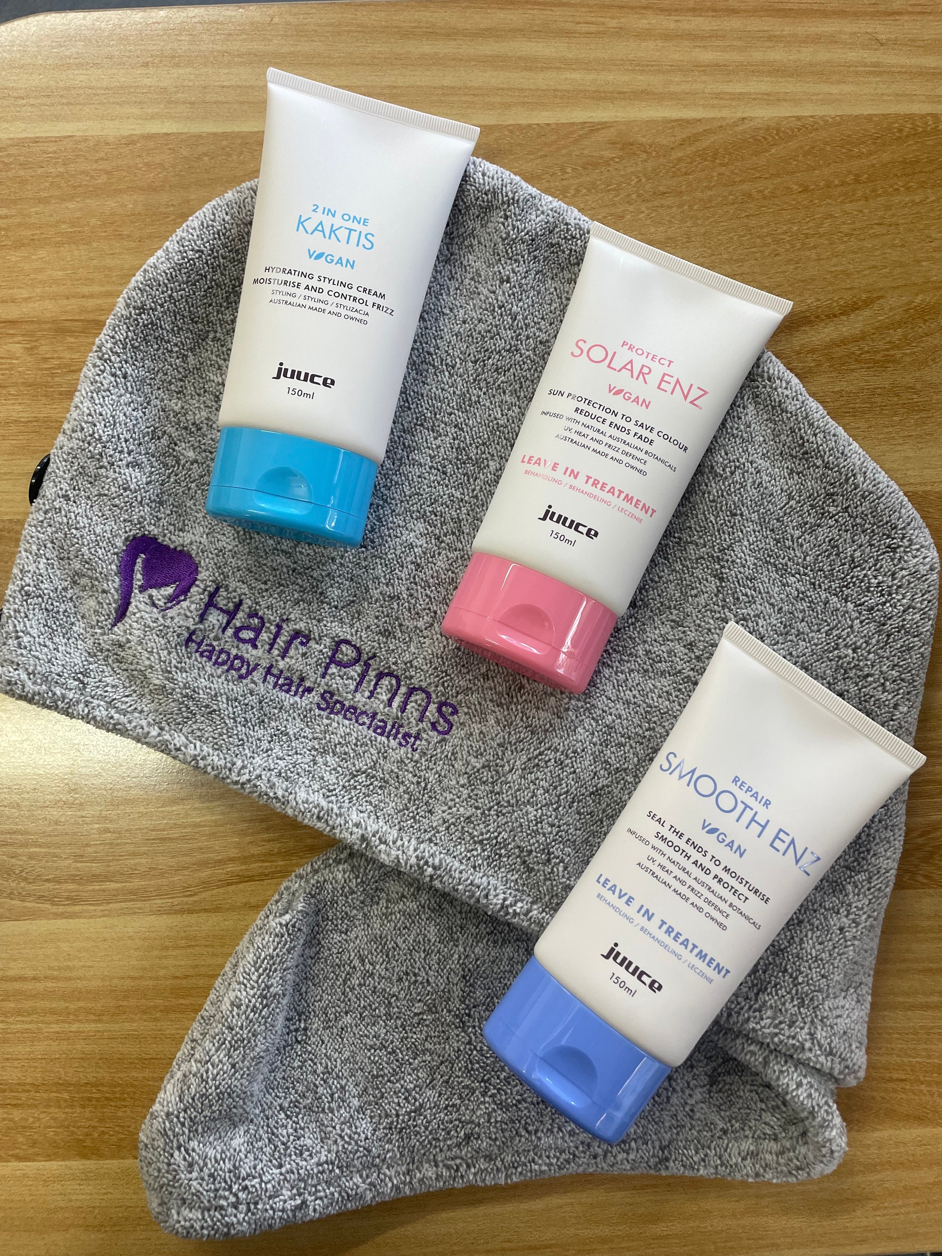 2 in 1 Kaktis cream, Solar Enz, Smooth Enz + Hair Pinns Soft Head Towel